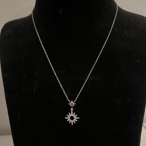 NWT Diamonique Sunburst Diamond Pendant Necklace